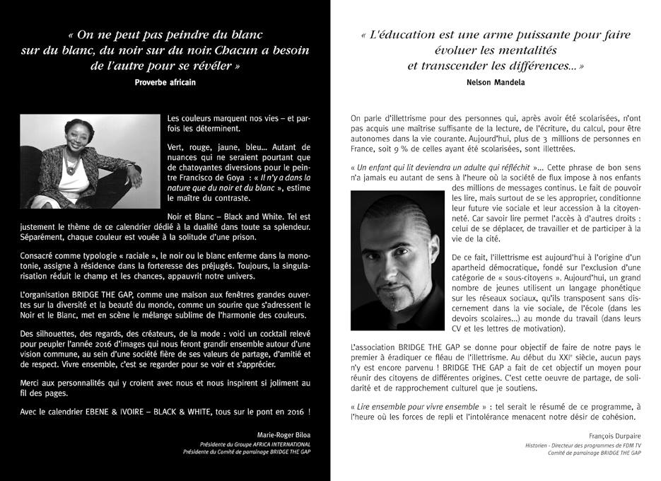 Préface - Calendrier B&W - Marie-Roger Biloa - Francois Durpaire