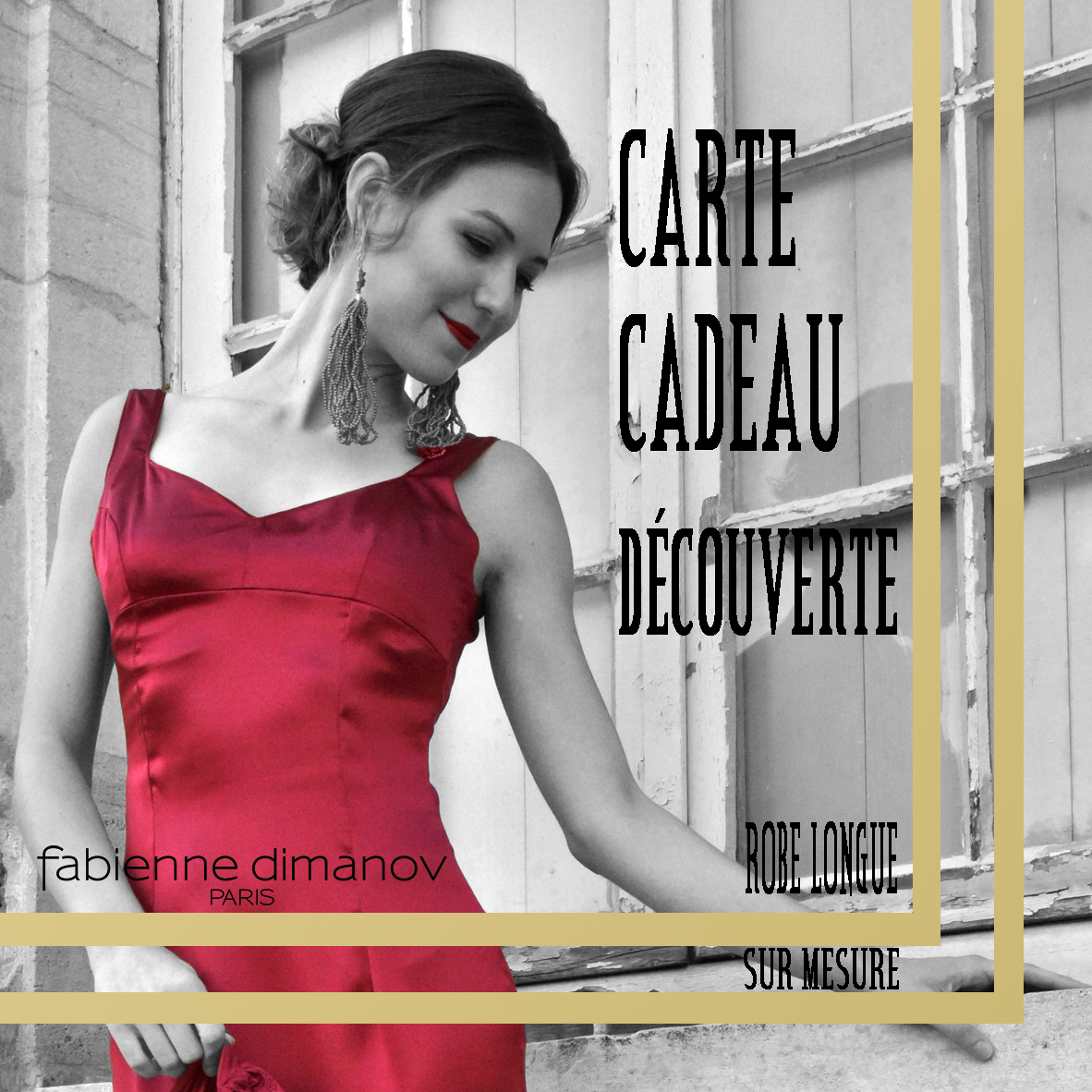 CARTE CADEAU DECOUVERTE – ROBE COCKTAIL LONGUE – Fabienne Dimanov Paris