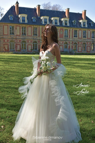 Robe de mariées corset princesse sur mesure – création unique personnalisée – D’Amour & D’Amitié – Fabienne Dimanov Mariage