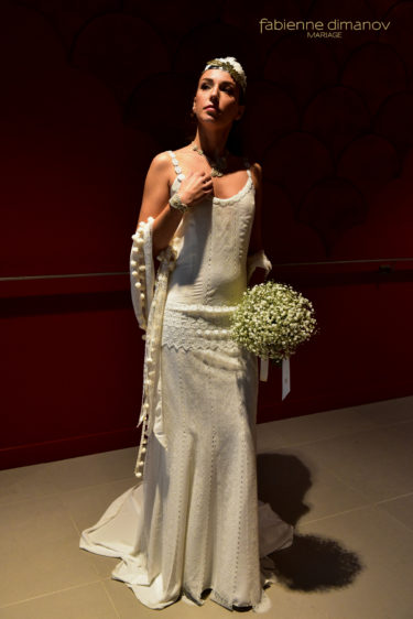 Robe de mariée rétro années 20 sur-mesure- Golden Heart – D’Amour & D’Amitié – Collection 2022 – Fabienne Dimanov Mariage
