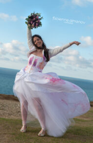 La mariée heureuse - mariée rose camaieu - Fabienne Dimanov Mariage